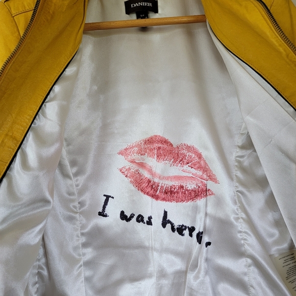 Danier Womens Mustard Yellow Leather Moto Jacket - Picture 10 of 10